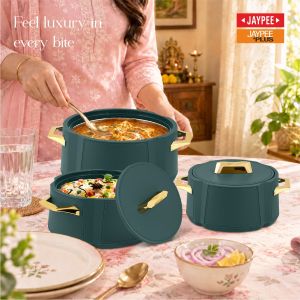 Jaypee Plus Aralia PU Insulated Casserole Set of 3 | Stainless Steel Inner, Premium Lid & Handles | 1000ml, 1500ml & 2000ml