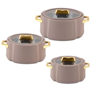 Jaypee Plus Aralia Klass PU Insulated Casserole Set of 3 | Stainless Steel Inner, Toughened Glass Lids &amp; Premium Handles | 1000ml, 1500ml &amp; 2000ml