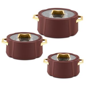 Jaypee Plus Aralia Klass PU Insulated Casserole Set of 3 | Stainless Steel Inner, Toughened Glass Lids &amp; Premium Handles | 1000ml, 1500ml &amp; 2000ml 