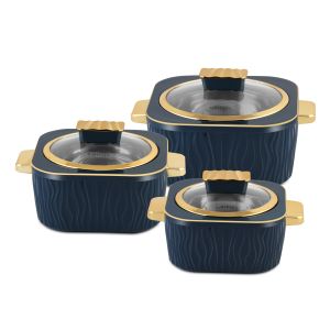 Jaypee Crinkle Klass PU Insulated Casserole Set of 3, (1000+1500+2000 ml)
