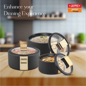 Jaypee Regalia Klass PU Insulated Stainless Steel Casserole Set, (1000+1500+2000ml )