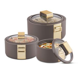 Jaypee Regalia Klass PU Insulated Stainless Steel Casserole Set, (1000+1500+2000ml )