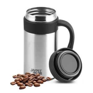 Jaypee Plus Handy 300 Leak Proof Vacuum Insulated Coffee Mug With Handle, 300ml-Metallic silver