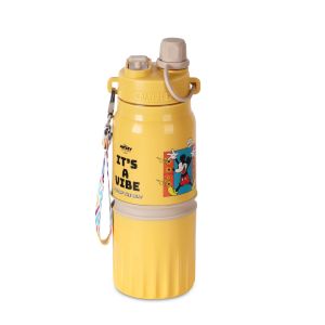 Jaypee Heroze 600ml PU Insulated Stainless Steel Sipper Water Bottle For Kids, Yellow