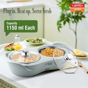 Jaypee Plus E Warmer Prime -2 Steel Container Bowl Electric Chafing Dish 1150ml each