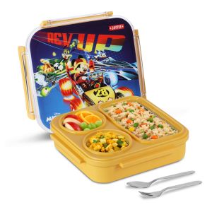 Jaypee Quadra PU Insulated Inner Stainless Steel 3 compartment Lunch Box For Kids, 710ml